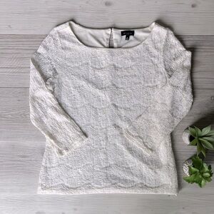 THE LIMITED sheer sleeve lace blouse size M